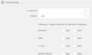 bet365 Kaszino registracio - Második lépés