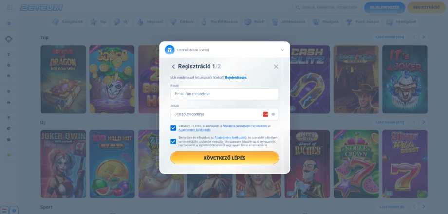 Beteum Casino regisztráció