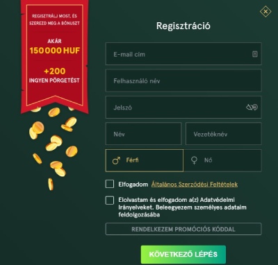 Casinia kaszinó regisztráció folyamatát