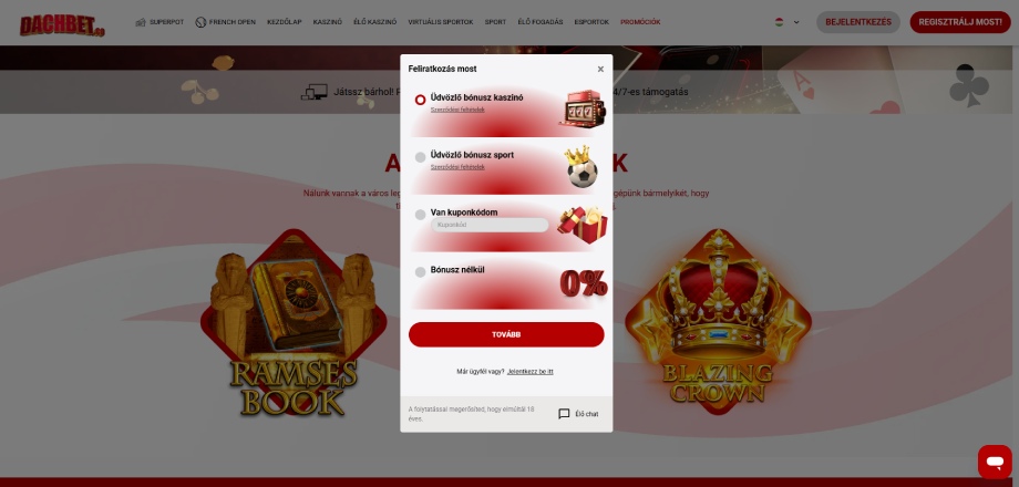Dachbet Casino regisztráció