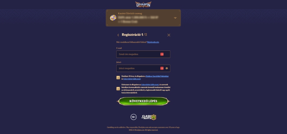 Diva Spin Casino regisztráció