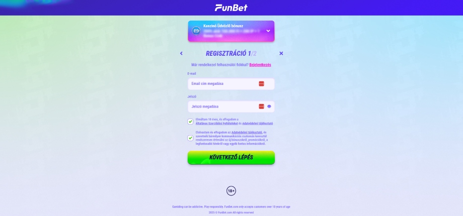 Funbet Casino regisztráció