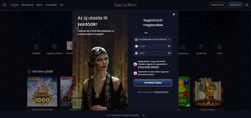 GreatSpin Casino regisztráció