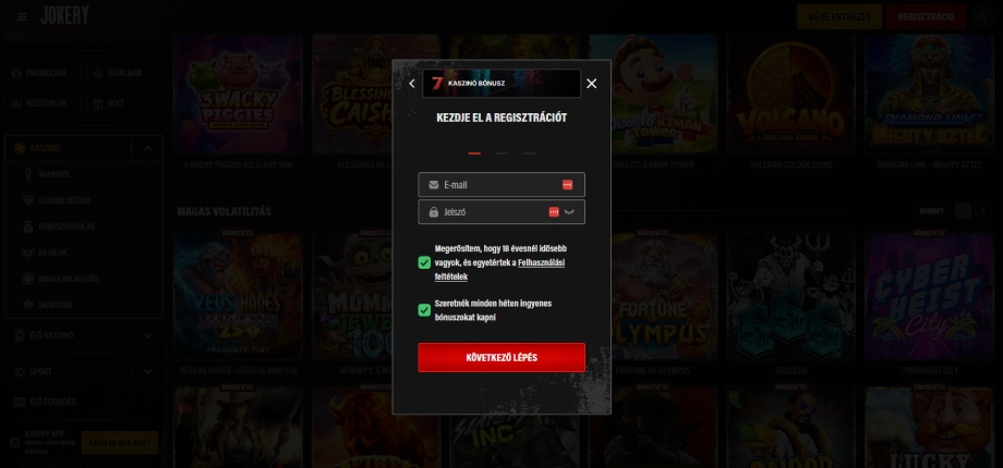 Jokery Casino regisztráció