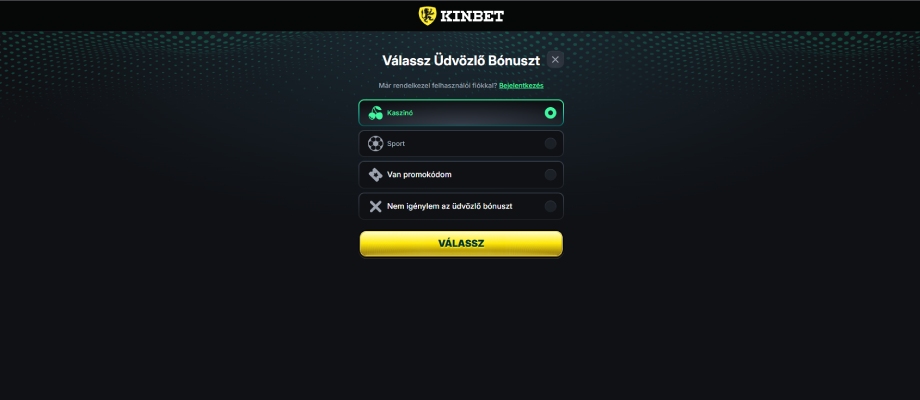 KinBet Casino regisztráció