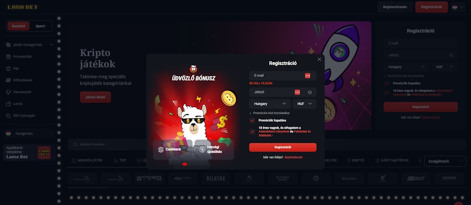 Lamabet Casino regisztráció