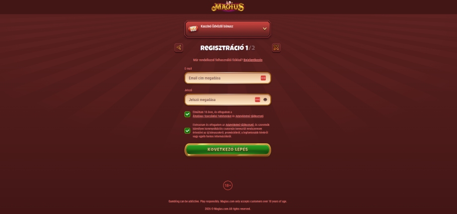 Magius Casino regisztráció