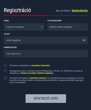 A Rabona nagyon gyors regisztrációval rendelkezik