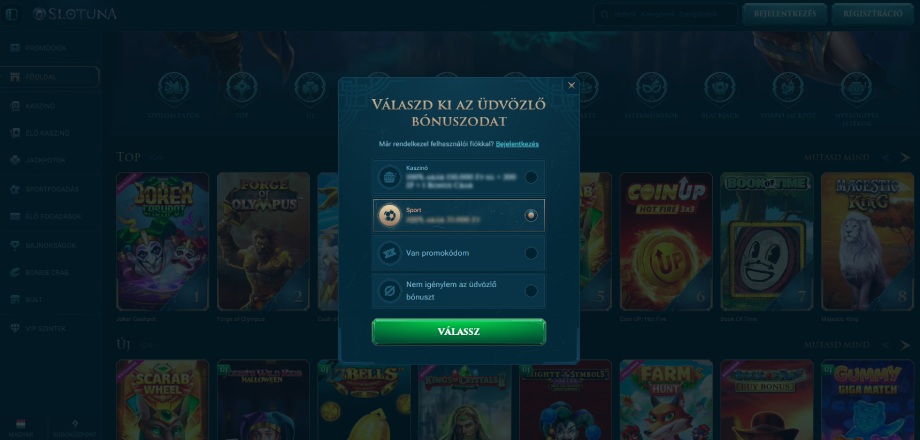 Slotuna Casino regisztráció
