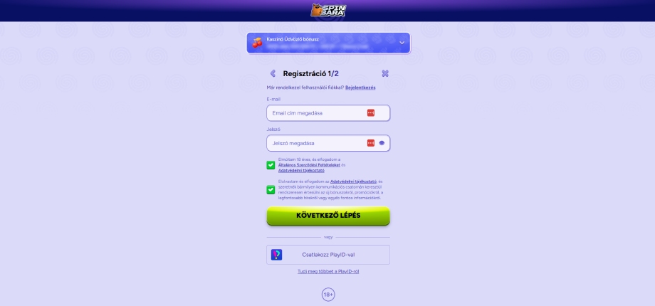 Spinbara Casino regisztráció