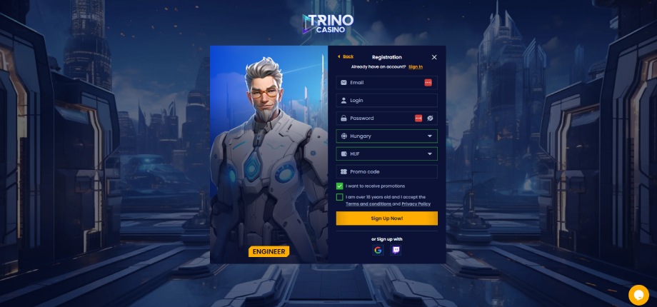 Trino Casino regisztráció