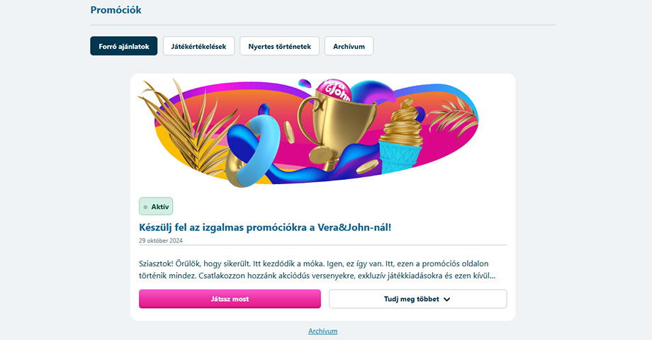 Vera&John Casino bónusz