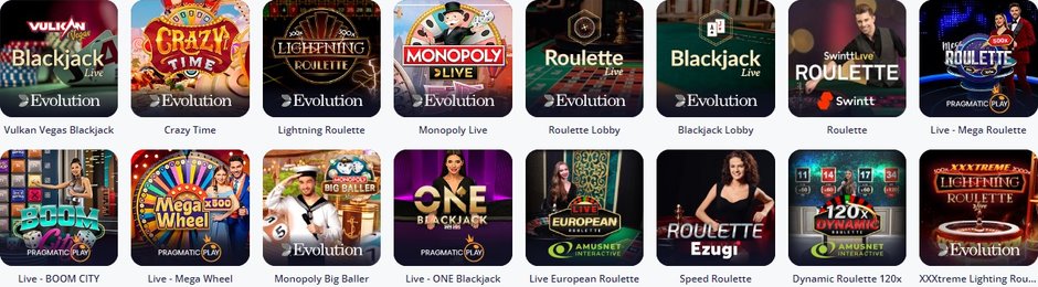 Vulkan Vegas élő játékok