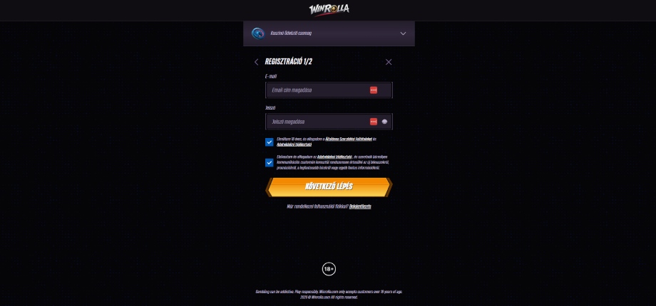 Win Rolla Casino regisztráció