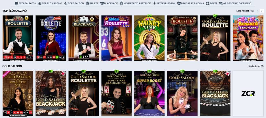 Zoccer Casino élő játékok